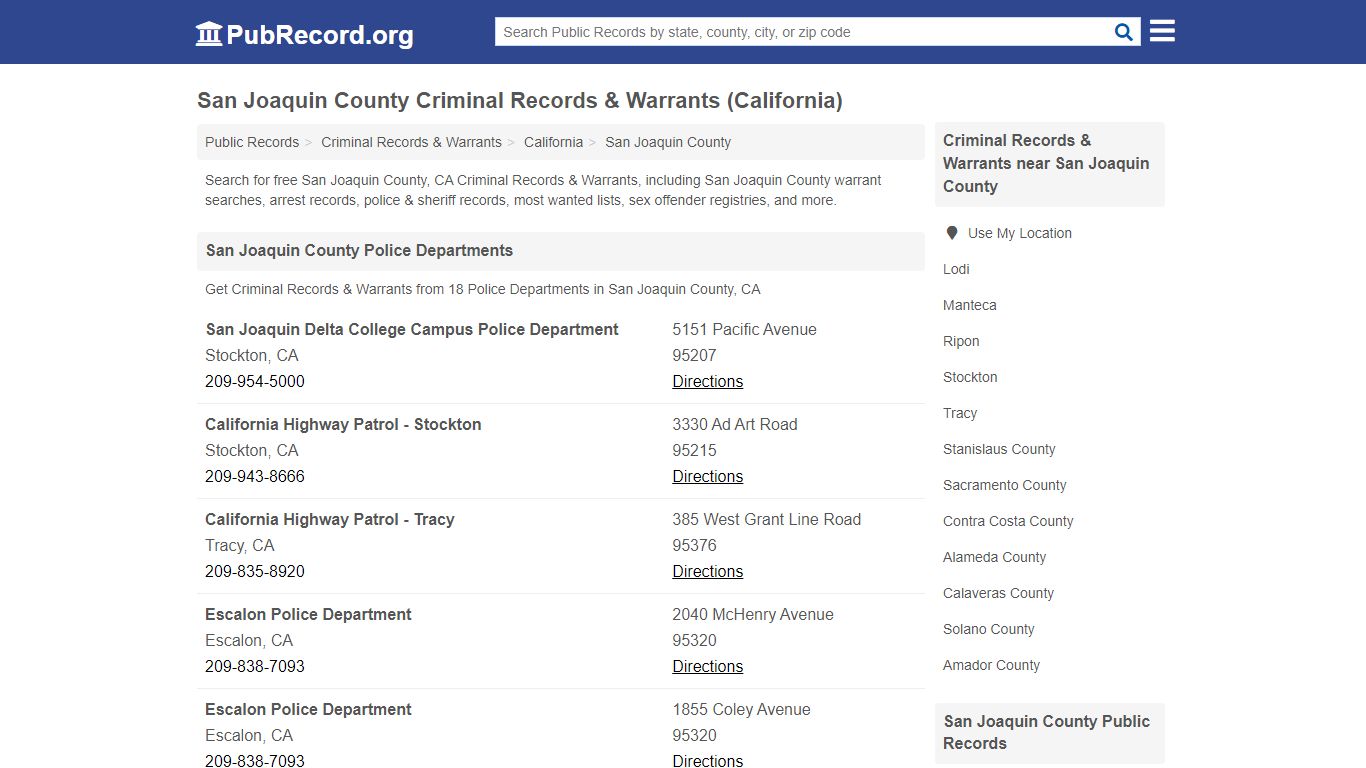 Free San Joaquin County Criminal Records & Warrants ...